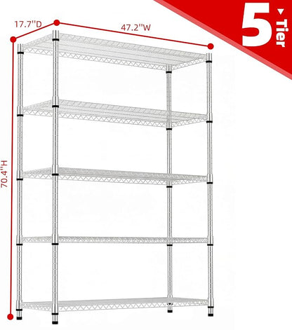 M MZG 5 Tiers Storage Shelves Load 3300 LBS, Metal Shelving Wire Metal Shelving - Image 3