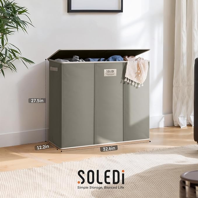 SOLEDI 180L 3-Section Laundry Hamper - Image 6