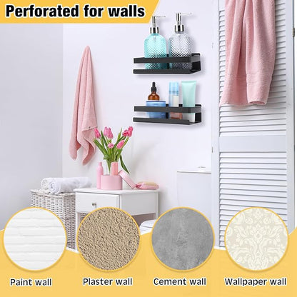 Lallisa 2 Pieces Stainless Steel Shelf Bathroom Shower Floating Shelves Wall - Image 6