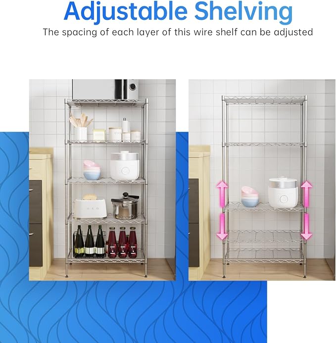 PayLessHere Shelf Metal Shelf Wire Shelving NSF Certified 5 Tier Adjustable - Image 7
