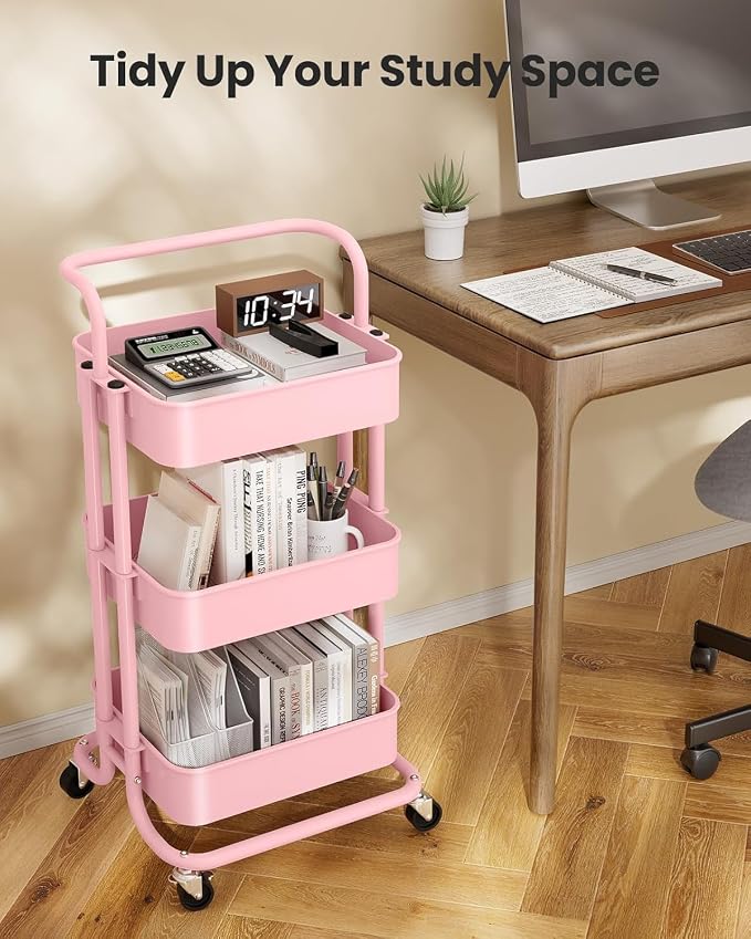 Pipishell 3 Tier Rolling Cart, Metal Utility Cart - Image 7