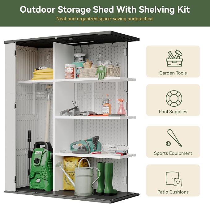 Aoxun 61 Cu.Ft Outdoor Storage Shed, Widened Outdoor Storage Cabinet Waterproof - Image 4