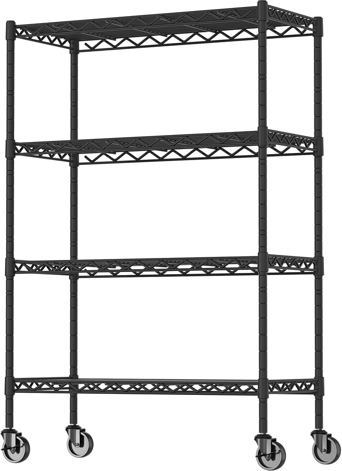 4-Shelf Adjustable Heavy Duty Storage Shelving Unit on 4 Wheel Casters by SoyweyDirect