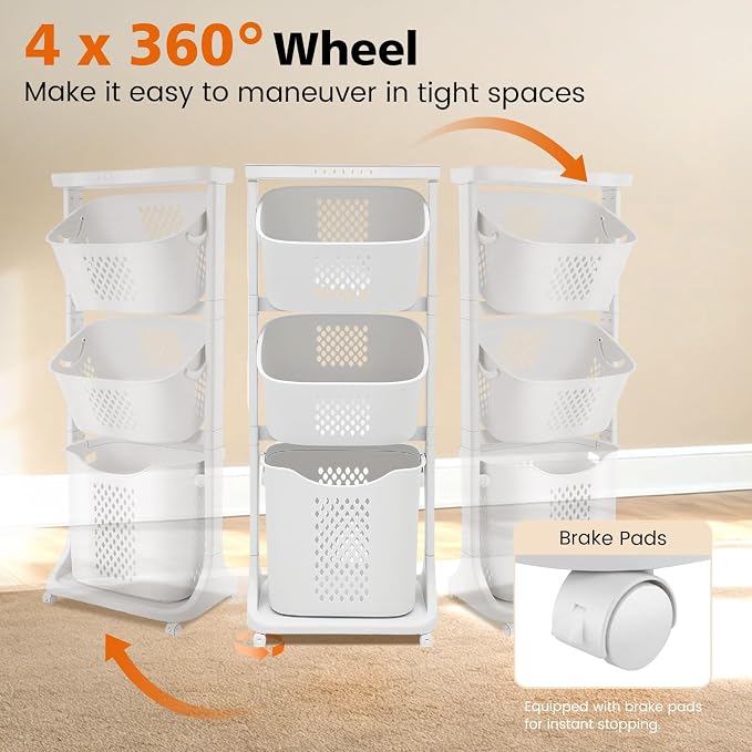 BAOKALER Rolling Laundry Hamper Cart - Image 5