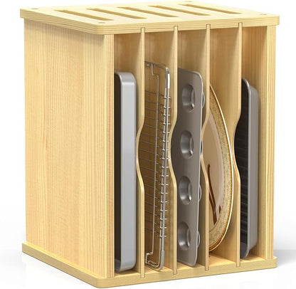 6 Tier Wooden Cabinet Tray Dividers, Kitchen Vertical Tray Divider Organizer by sandpaint
