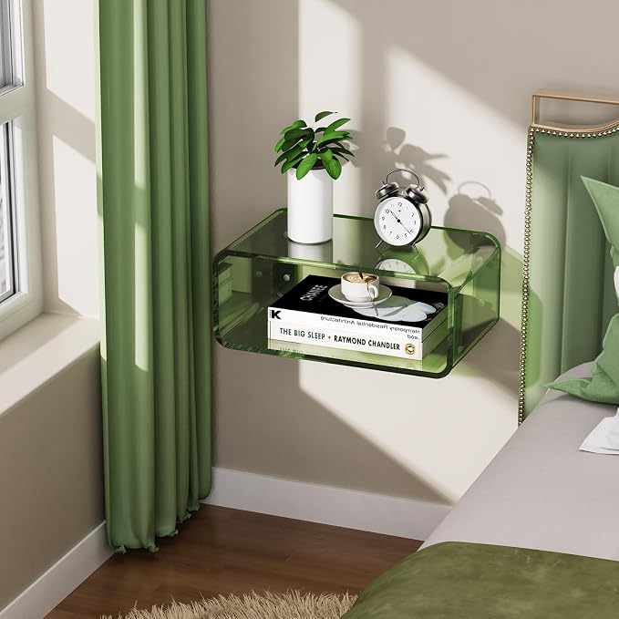 Acrylic Floating Nightstand, Bedside Table, Nightstand Shelf Wall Mounted - Image 4