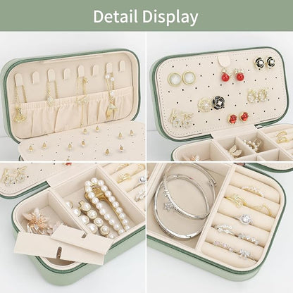 DesignSter Travel Jewelry Box, PU Leather Portable Jewelry Case, Small Jewelry - Image 3