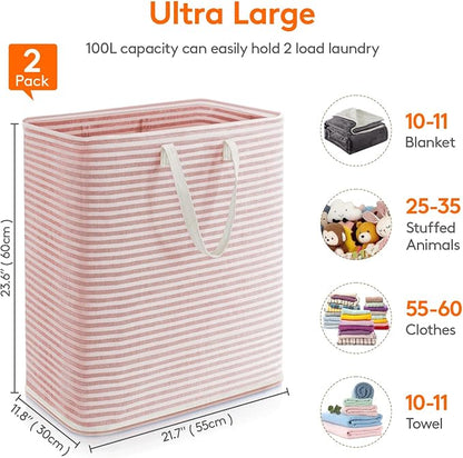 Lifewit 2 Pack Laundry Basket 100L Each, Collapsible Clothes Hamper - Image 4