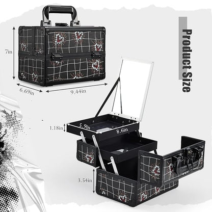 Joligrace Makeup Train Case Portable Makeup Case Organizer 2 Trays Cosmetic Box - Image 6