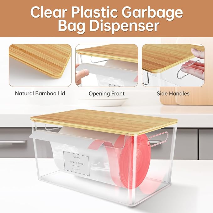 2 Pack Trash Bag Holder Under Sink Stackable, Plastic Garbage Dispenser - Image 3