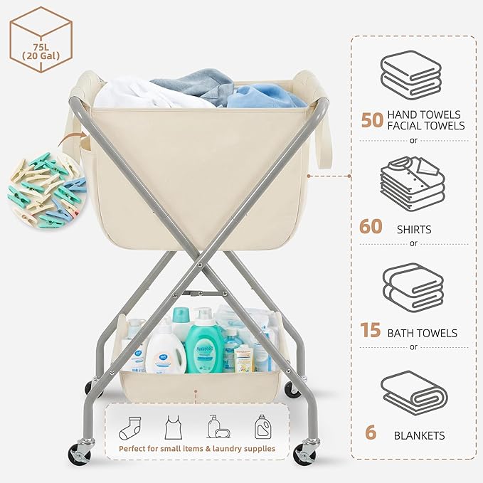 STORAGE MANIAC Collapsible Laundry Cart - Image 4