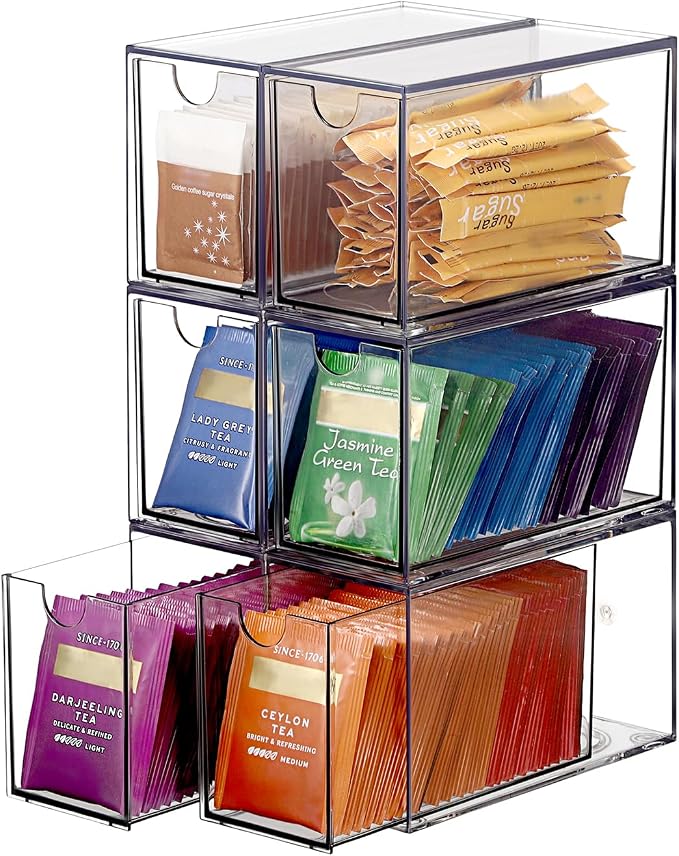 ELLDOO 6 Drawers Tea Bag Organizer, Coffee Pod Snack Storage by ELLDOO