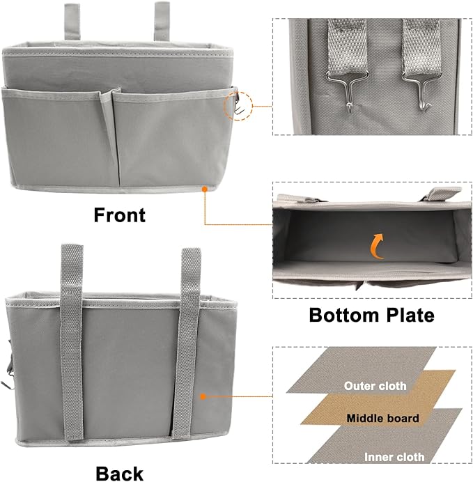 Sugaroom Bedside Storage Caddy, Bunk Bed Organizer Bed Storage Pocket Bedside - Image 5