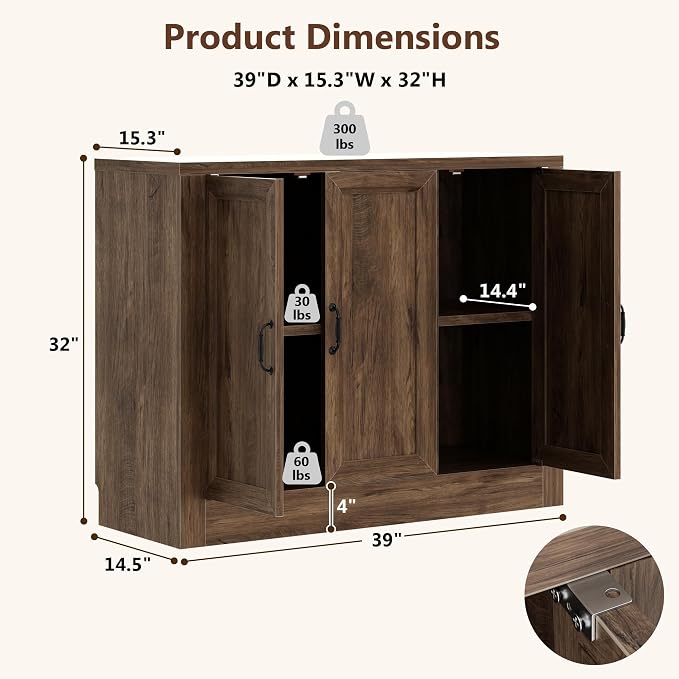 39" W Modern Buffet Cabinet - Image 2