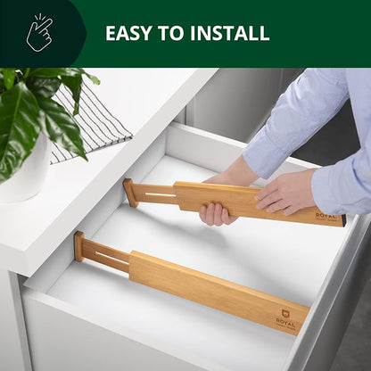 Bamboo Drawer Dividers Organizers, Adjustable Drawer Separator Splitters - Image 3
