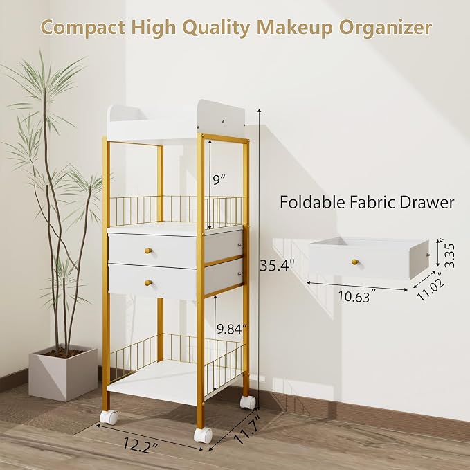Makeup Organizer Cart Shelf Floor Skincare Organizers Make Up and Station - Image 5