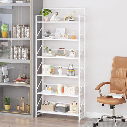 JSB 6 Tier No Assembly Folding Bookshelf, 30.3" Wide Foldable Storage Bookcase - Image 5