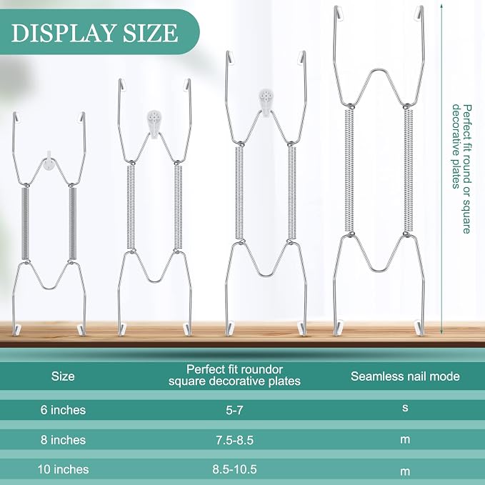 Hotop 12 Pieces Plate Hangers for Wall Stainless Steel Wire Invisible Heavy - Image 2