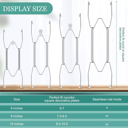 Hotop 12 Pieces Plate Hangers for Wall Stainless Steel Wire Invisible Heavy - Image 2