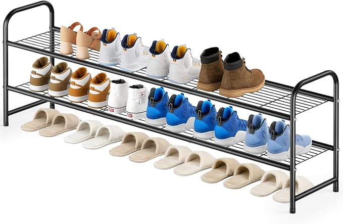 KEETDY 2-Tier Long Shoe Rack for Closet Metal Shoe Organizer for Entryway by KEETDY