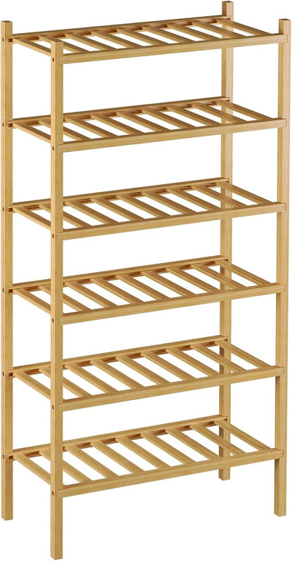 6-Tier Bamboo Small Shoe Rack, Free Standing Wood Shoe Shelf Storage Organizer - Image 7