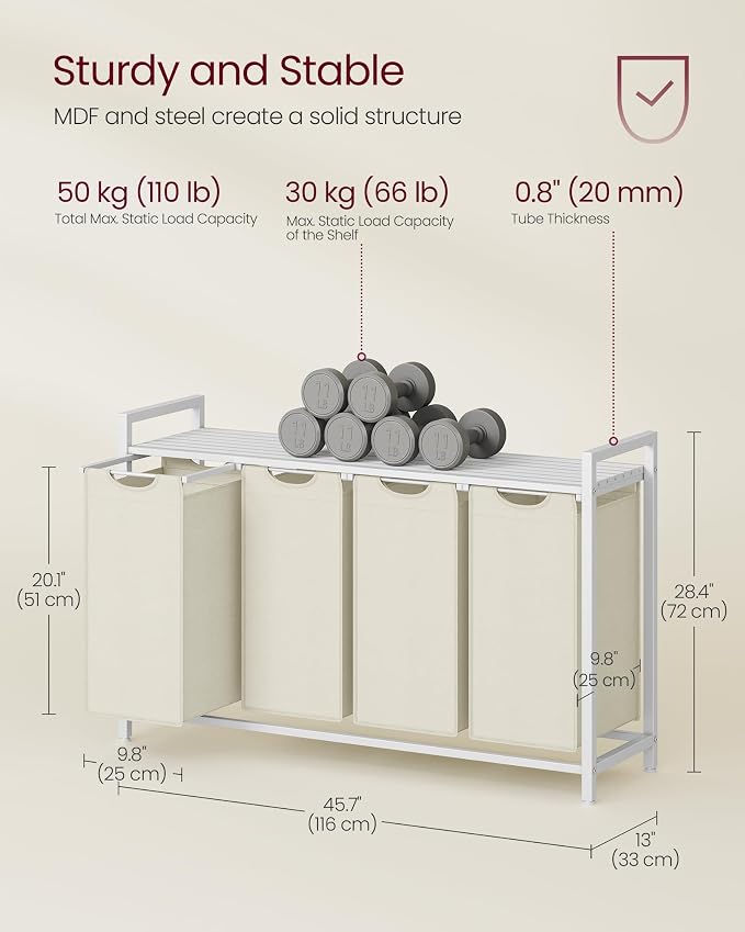 VASAGLE Laundry Hamper, Laundry Basket, Laundry Sorter - Image 5