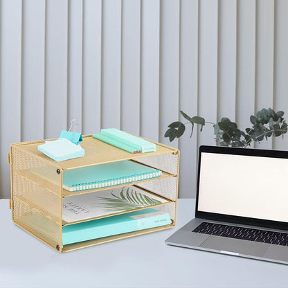 EASEPRES Paper Organizer Tray, 3 Tier Mesh Desk File Organizer Letter Sorter - Image 4
