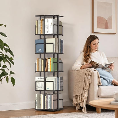5-Tier Rotating Bookshelf, 360° Spinning Corner Bookcase - Image 2