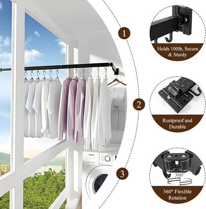 SVELTHOME Clothes Drying Rack Wall Mounted, Foldable Laundry Drying Rack - Image 4