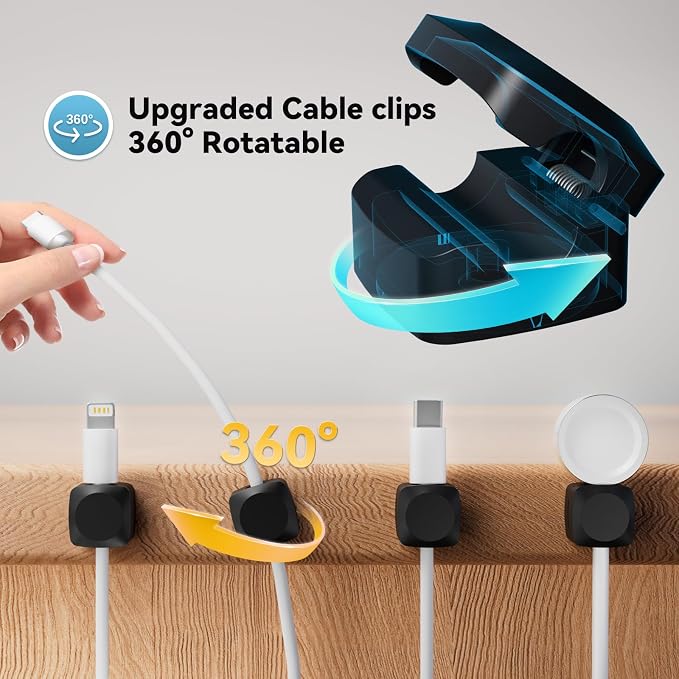 8 Pack Cord Organizer Holder, Rotatable Cable Clips, Spring Cord Holder - Image 2