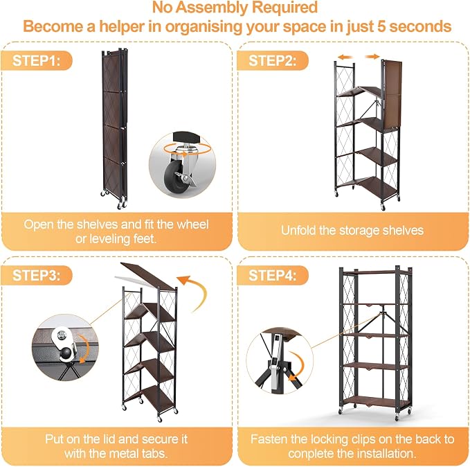 5-Tier Foldable Storage Shelves - Image 9