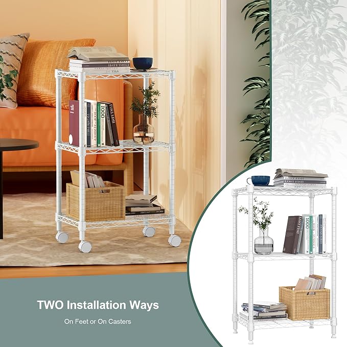 3 Tier Shelf Metal Storage Shelves Wire Rack Closet Organizers - Image 7