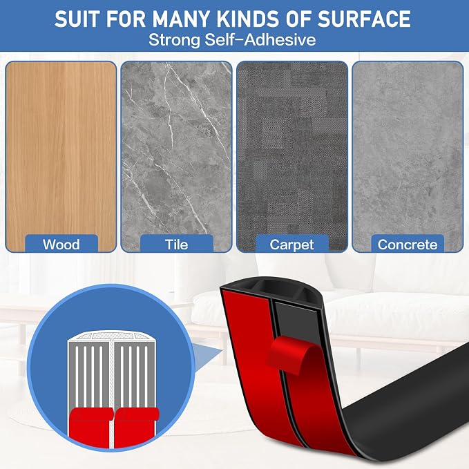 Floor Cord Cover Self Adhesive Cord Hider Floor Extension Cord Covers - Image 4