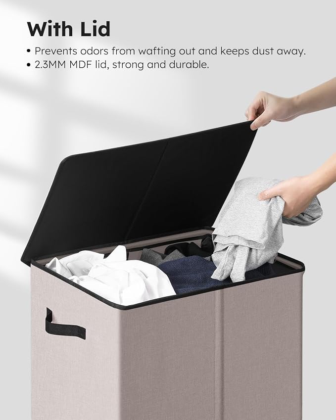 SOLEDI Laundry Hamper with Lid 130L Large & Tall Collapsible Laundry Basket - Image 5