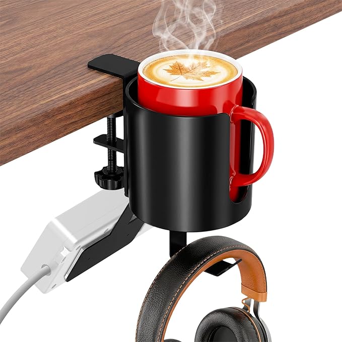 MYITYARD 3 in 1 Desk Cup Holder Clamp, Clip On Table Cup Holder by MYITYARD