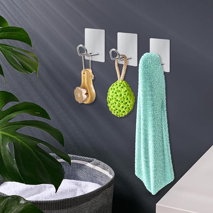 Self Adhesive Hooks Heavy Duty, Large Stainless Steel Towel Hooks, No Drill - Image 5
