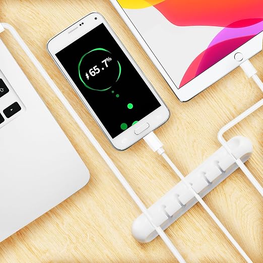 USB Cable Organizer Clips Cord Holder, 6 Packs White Self Adhesive Desk Cord - Image 3
