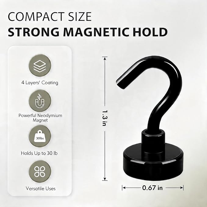 Neosmuk Magnetic Hooks, Heavy Duty 30lb+ Strong Magnet Hook - Image 5