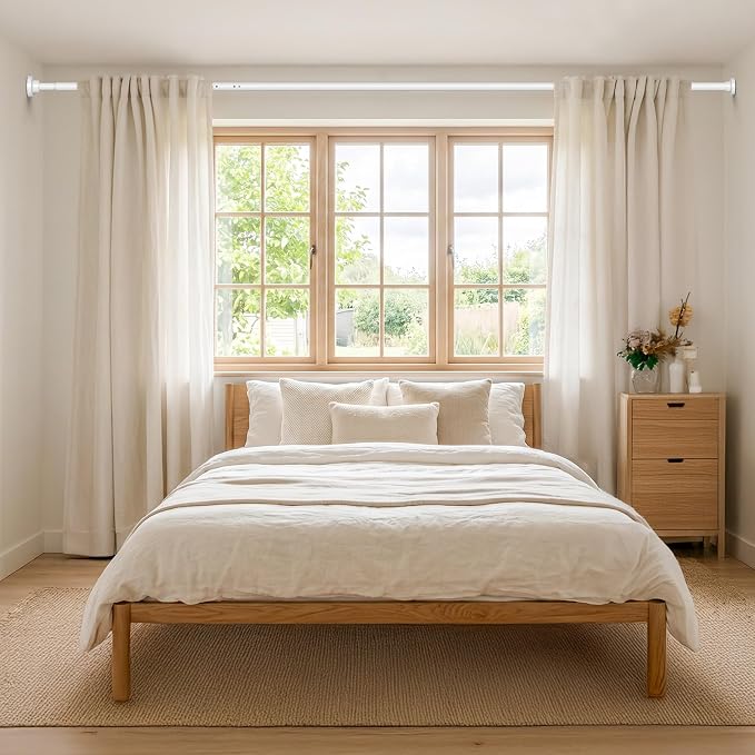 Long Tension Curtain Rod 40-113inch White Curtain Rods no Drilling Adjustable - Image 6