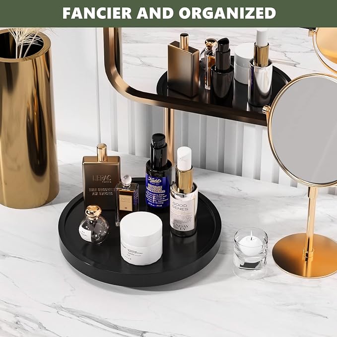 Turntable Vanity Tray 9 Inch for Perfume Candle, Bamboo Kitchen Sink Countertop - Image 3