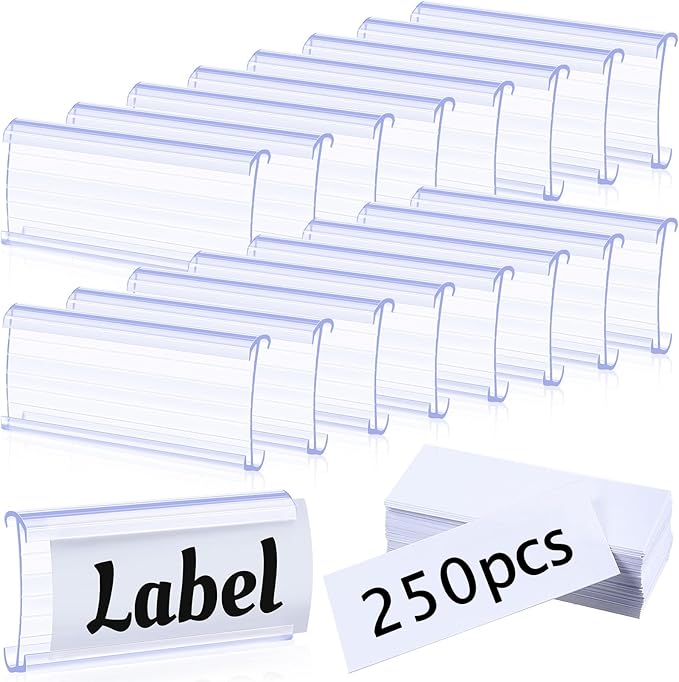 250 Pieces Wire Shelf Label Holders Wire Label Holder Plastic Shelf Tags by Yulejo