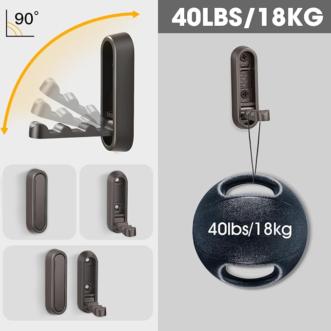 Folding Wall Hooks, 2 Pack, Zinc Alloy, Heavy Duty Coat Hooks | 90° Foldable - Image 4