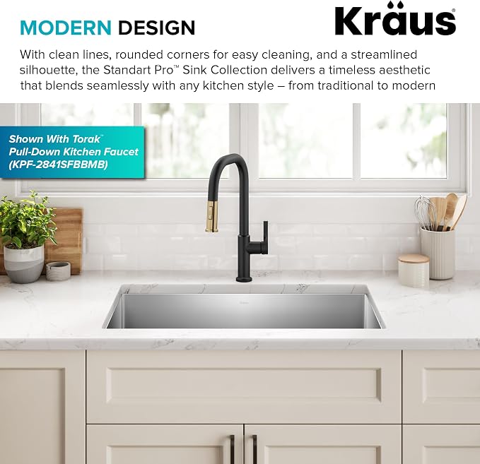 KRAUS Standart Pro 30 -inch Undermount Single Bowl 16 Gauge Stainless Steel - Image 5