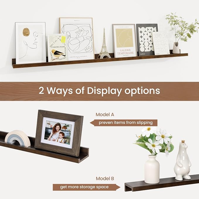Picture Ledge Shelf, Floating Shelves Set of 2, 48 Inches Solid Wood Nursery - Image 6