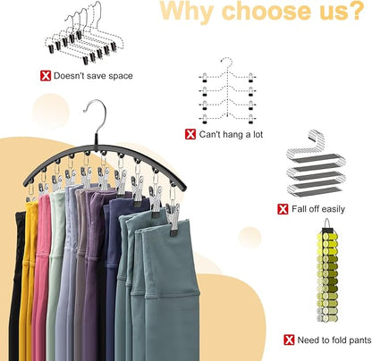 Legging Organizer for Closet, Metal Yoga Pants Hangers 4 Pack w/10 Clips Holds - Image 2