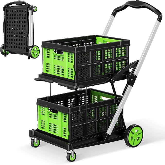 Collapsible Shopping Cart, 8-in-1 200LBS Multi Functional Utility Cart by Dkenicor