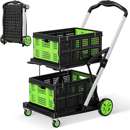 Collapsible Shopping Cart, 8-in-1 200LBS Multi Functional Utility Cart by Dkenicor