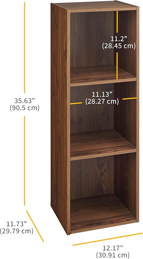 Whitmor 3 Cube Bookcase Storage Organizer, 3 Tier Stackable MDF Bookshelf - Image 2