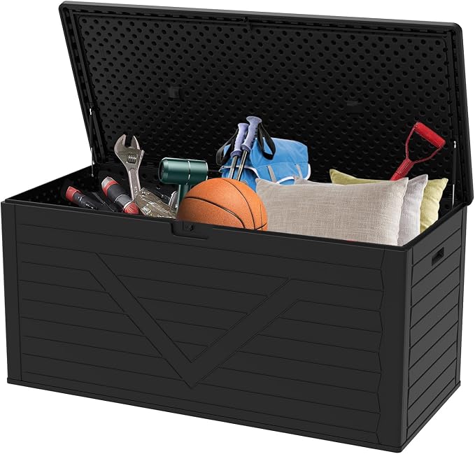 Outdoor Storage Box, 260 Gallon Deck Box Outdoor Storage Bench Outside by FoldingFurniture
