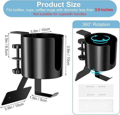 MYITYARD 3 in 1 Desk Cup Holder Clamp, Clip On Table Cup Holder - Image 2